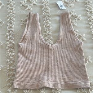 Ribbed Knit Pink Tank Top